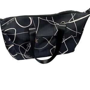 Mali and Lili Black Weekend Duffle Bag Cream Geometric Lines